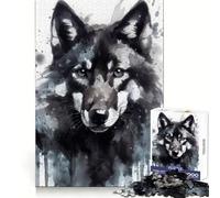 Watercolor Painted Wolf Puzzles for Adults 1000 Puzzles Smart Exercise Light Enjoyment Accurate Edges Holiday Treat (38x26cm)