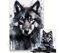Watercolor Painted Wolf Puzzles for Adults 1000 Puzzles Smart Exercise Light Enjoyment Accurate Edges Holiday Treat (50x75cm)