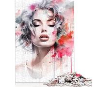 Watercolor Painting Girl Puzzles for Adults 1000 Piece Puzzle for Teenager Age 12 Years Up Christmas Eve Gifts 1000pcs (38x26cm)