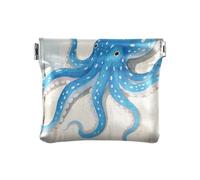 Watercolor Painting Of A Blue animal sea. PU Leather Small Coin Waterproof Change Purse with Clasp for Women