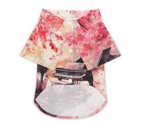 Watercolor Painting of Piano Dog Shirt for Dogs & Cats Breathable Short Sleeve Pet T-Shirt Lightweight Dog Summer Tops L
