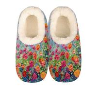 Watercolor Painting Rose Spring Flowers Slippers for Women Slipper Socks Soft House Slippers Shoes for Bedroom Indoor, Winter Cozy Christmas Gifts