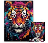 Watercolor Painting Tiger 1000 Piece Jigsaw Puzzle Paper Jigsaw Puzzles for Adults for Travel Lovers & Couples Challenging Toy 1000 PCS(38x26cm)