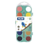Watercolor Paints 12 Colors 30Mm With Brush Milan Top Quality