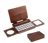 Watercolor Palette, 24 Grids, 17x12x3.5cm, Grids Mini Wood Paint With Mixing Bowl, Foldable Portable Sketchbook With Magnetic Cover, Wooden Box, For Home Studio Field Sketching Art Exhibitions