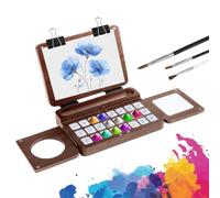 Watercolor Palette - 24 Grids Wooden Mixing Case | Foldable Paint Palette Box,for Home Studio Field Sketching Art Exhibitions Holiday Crafts Learning Activities Travel
