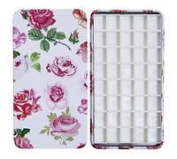 Watercolor Palette Paint Tin Case with 40pcs White Plastic Empty Watercolor Half Pans Carrying Magnetic Squares- Artists Paint Palette for DIY Watercolor Travel Palette