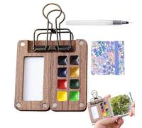 Watercolor Palette Set - Lightweight Paint Organizer, Mini Grid Tray | Travel Friendly with Wooden Compartments for Plein Air Watercoloring, Hiking Art Journals or Portable Creative Supplies Storage