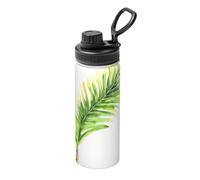 Watercolor Palm Fan 18oz Bulk Insulated Water Bottle, Stainless Steel with Lid for Adults. Ideal for Everyday Use and Outdoor Activities