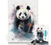 Watercolor Panda 1000 Piece Jigsaws Creative Skill Toy Tight Lock No Loose Pieces Bonding Activity for Loved Ones (38x52cm)
