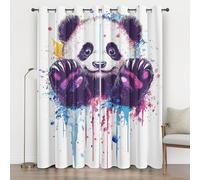Watercolor Panda Curtains 65.4 Inches Long, Cute Animal Eyelet Curtains for Bedroom, Thermal Insulated Energy Saving for Living Room Window Privacy Drapes Home Decor 2 Panels 29.5x65.4, White