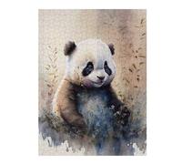 Watercolor Panda in Nature Wooden Jigsaw Puzzle for Adults, 500 PCS