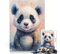 Watercolor Panda Portrait 1000 Piece Jigsaw Puzzles for Teenagers Jigsaw Mind Training Easy Enjoyment Laser Cut Lovely Gift (38x26cm)