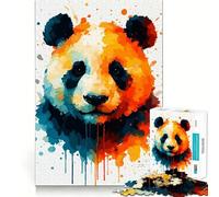 Watercolor Panda Portrait Adults 1000 Piece Jigsaw Puzzle Memory Fun Game Clean Cut Sturdy Components Unique Gift for Stress Relief (50x75cm)