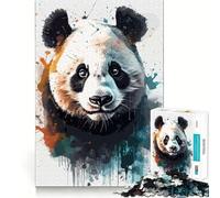 Watercolor Panda Portrait Jigsaw for Adults1000 Pieces Brain Focus Game Precision Cut Smooth Edges Amusing Challenge for Waiting Time (38x26cm)