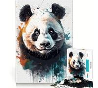 Watercolor Panda Portrait Jigsaw for Teenagers 1000 Pieces Mental Improve Play Uniform Size Precise Pieces Family Fun Night Activity (50x75cm)