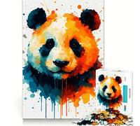 Watercolor Panda Portrait Jigsaw Puzzles for Adults 1000 Think Boost Game Precise Interlock Structure Easy to Learn Family Enjoyment (38x26cm)