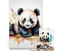 Watercolor Panda with Floral Accents Jigsaw Puzzle 1000 Pieces Cognitive Fun Play High Precision Die Cut Unique Gift for Stress Relief (38x52cm)