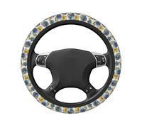 Watercolor Pansies In Soft Blues Yellows Car Stretch Steering Wheel Cover Universal 15 Inch,Anti-Slip Steering Wheel Covers, Breathable For Suvs Trucks