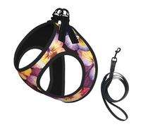 Watercolor Pansy Flowers,Pet Harness,Adjustable Reflective Dog Harness,Pet Leash Vest,M