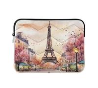Watercolor Paris Laptop Sleeve Bag for 13-13.3Inch, Waterproof Shockproof Laptop Quilting Case, Slim Lightweight Design for Work-L