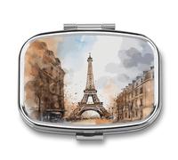 Watercolor Paris Pill Box Pill Organizer Pill Case 2 Compartment Medicine Pill Organizer Small Pill Case Pill Container Pill Holder Cute Pill Box Mini Pill Case