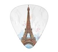 Watercolor Paris Printed Guitar Picks With Organizer Storage Box 0.46 0.71 0.96 Mm Includes Thin Medium Heavy For Bass Electric Acoustic Guitars Ukulele 12 Pack