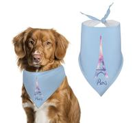 Watercolor Paris Tower Cute Dog Bandanna Scarf Printed Adjustable Triangle Pet Kerchief for Dogs And Cats