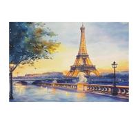 Watercolor Paris Tower Lake Placemats, Set of 6 Table Mats for Dining Tables, 12×18 Inches Anti-Skid Heat Resistant Kitchen Table Place Mats