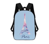 Watercolor Paris Tower Printed 17 Inch Daypack Unisex Shoulder Backpacks Travel Laptop Backpack for Women Men