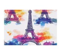 Watercolor Paris Towers Placemats, Set of 6 Table Mats for Dining Tables, 12×18 Inches Anti-Skid Heat Resistant Kitchen Table Place Mats