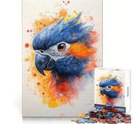 Watercolor Parrot Portrait Jigsaw Puzzles 1000 Piece for Teenagers Intellect Fun Restful Activity Exact Edges Thoughtful Gift (50x75cm)