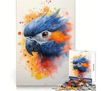 Watercolor Parrot Portrait Jigsaw Puzzles for Adults 1000 Piece Intellectual Fun Peaceful Hobby Sharp Cut Unique Gift (38x52cm)
