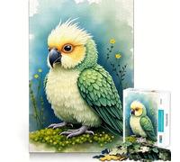Watercolor Parrot with Yellow Flowers Jigsaw 1000 Pieces for Teenagers Mind Boost Fun Zero Gap Captivating Leisure for Cozy Indoors (50x75cm)