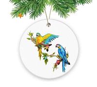 Watercolor Parrots Christmas Tree Hanging Ornament Decorative Christmas Decorations Funny Xmas Pendant For Office Keepsake Holiday