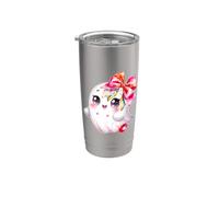 Watercolor Pastel Halloween Cherry and Bow Coquette Ghost Stainless Steel Insulated Tumbler