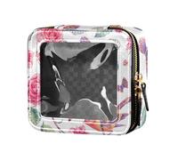 Watercolor Pattern Pair Bird Flowering Transparent Makeup Bags Toiletry Bags Mini Makeup Containers for Women, Multi, 1 Size, Colourful, multi-coloured, 1 size, Colorful