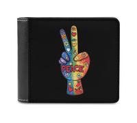 Watercolor Peace Sign Men's Wallet Bifold RFID Blocking Wallet Slim Billfold Pocket with Card Holders for Women
