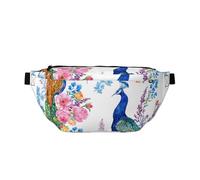 Watercolor Peacock Birds Chest Shoulder Bags Crossbody Bag, Waistpack for Runner Workout Hiking Cycling Travelling