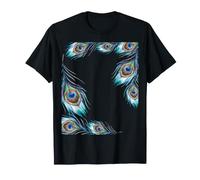 Watercolor Peacock Feather Border Elegant Boho Floral Frame T-Shirt