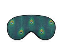 Watercolor Peacock Feather Pattern Sleep Mask Blindfold for Sleeping Elastic Blackout Eye Mask Cover for Full Night's Sleep Travel and Nap
