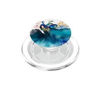 Watercolor Peacock Pair Graphic with Flowing Feather Details PopSockets PopGrip for MagSafe