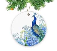 Watercolor Peacock Xmas Pendant Ceramic Christmas Decorations Decorative Tree Decorations For New Years Keepsake Party