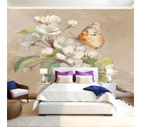 Watercolor Pen Illustrations Mural Wallpaper Flowers and Butterflies Non-Woven Art Print 390 x 260cm Wall Murals Poster Picture Design Modern Decoration for Bedrooms Living Room Children Nursery