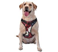 Watercolor Peonies Deep Red Blue White No Pull Dog Harness Adjustable Reflective Oxford Easy Control Medium Large Dog Harness