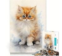 Watercolor Persian Cat 1000-piece Jigsaw Puzzles Brain Training Fun Tight Interlock No Gaps Bonding Activity for Loved Ones (50x75cm)