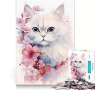 Watercolor Persian Cat 1000 Piece Puzzle For Adults Mind Skill Play Laser Cut for Flawless Fit Rewarding Activity for Rainy Days (50x75cm)