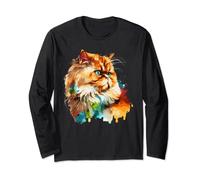 Watercolor Persian Cat Colorful Persian Cats Lover Long Sleeve T-Shirt