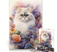 Watercolor Persian Cat for Adults 1000 Piece Jigsaw Puzzle Boost Memory Tranquil Pastime Quality Cut Bday Surprise (38x26cm)