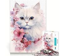 Watercolor Persian Cat Jigsaw for Adults 1000 Pieces Brain Memory Game Laser Cut for Flawless Fit Unique Gift for Stress Relief (38x52cm)